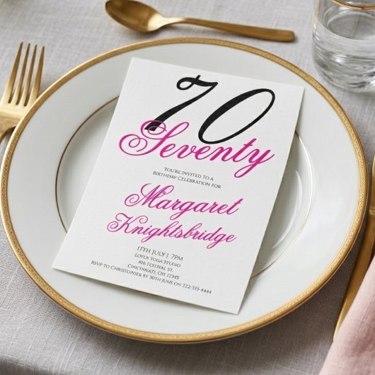 Siebzig und Fantastisch Skript Rosa 70. Geburtstag Einladung