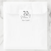 Siebzig und Fantastisch Skript Schwarz 70. Geburts Quadratischer Aufkleber (Tasche)