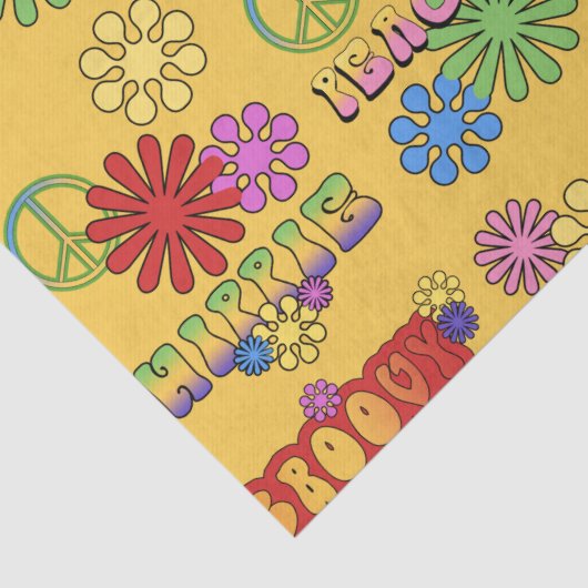 Siebziger Hippie-Muster gekachelt Party-Papiertasc Seidenpapier (Detail)