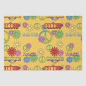 Siebziger Hippie-Muster gekachelt Party-Papiertasc Seidenpapier (Vorderseite)