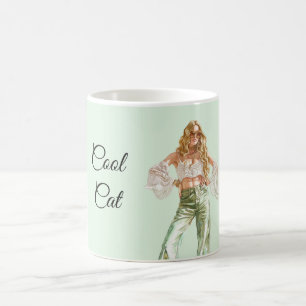 Siebziger Jahre Blondes Mädchen Cool Cat Kaffeetasse