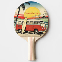 Siebziger Jahre Sommer Van, Surfbrett, Sand, Stran