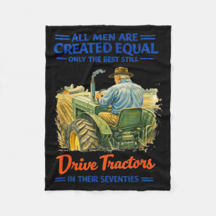 Siebziger Männer Traktor Vintage Zitat Farmer Fleecedecke