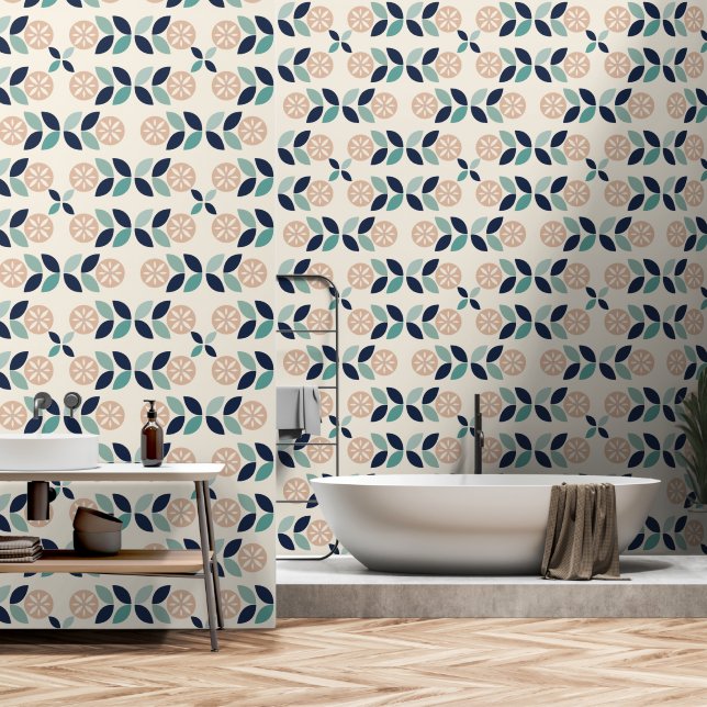 Siebziger-Mod-Blume-Muster-Hintergrund Tapete (Badezimmer)