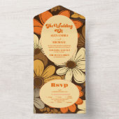 Siebziger Retro-Blumenhochzeit All In One Einladung (Innen Boden)