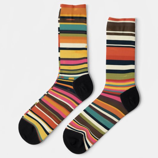 Siebziger-Streifen Retro-Horizontal Socken (Linkes Detail)