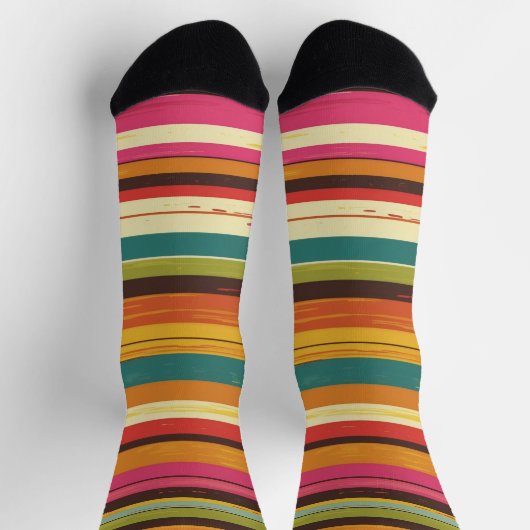 Siebziger Streifen Retro Socken (Oben)
