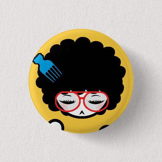 Siebzigerjahre Afro Nina Button (Vorderseite)