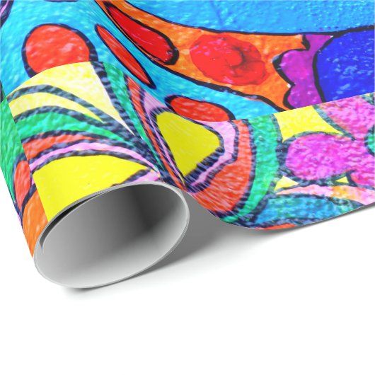 Siebzigerjahre Hippiefriedens- und Geschenkpapier (Rolleneckpunkt)