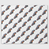 Siebzigerjahre Muskel-Auto mit orange Flamme und Geschenkpapier (Flach)