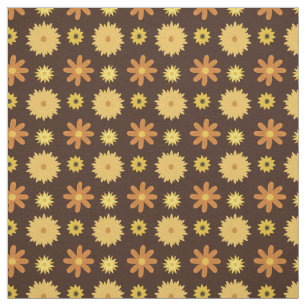 Siebzigerjahre Retro orange Gelb-Blumenmuster Stoff