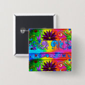 Siebzigerjahre starker Hippieknopf Button (Vorne & Hinten)