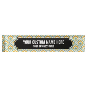 Siebzigerjahre Tapeten-Muster Namensplakette