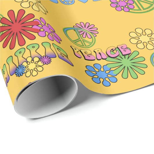Siebziges Hippie-Musterpapier Geschenkpapier (Rolleneckpunkt)