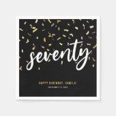 Siebzigste Black Gold 70. Geburtstagsparty Serviette (Vorderseite)