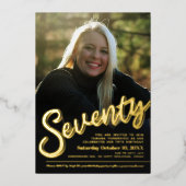 Siebzigste Geburtstagsschrift für Foto Gold Folieneinladung (Vorderseite)