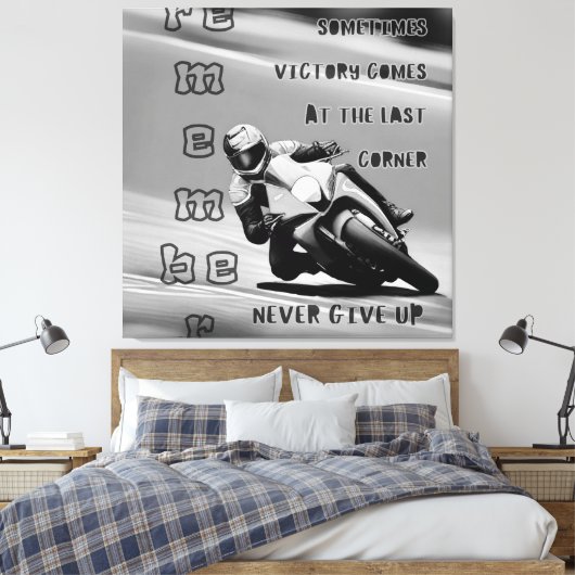 Sieg in der letzten Ecke geben Mono nie auf Leinwanddruck (Insitu (Schlafzimmer))