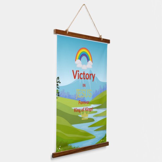 Sieg in Jesus Rainbow Tapestry Wandteppich Mit Holzrahmen (Gewinkelt)