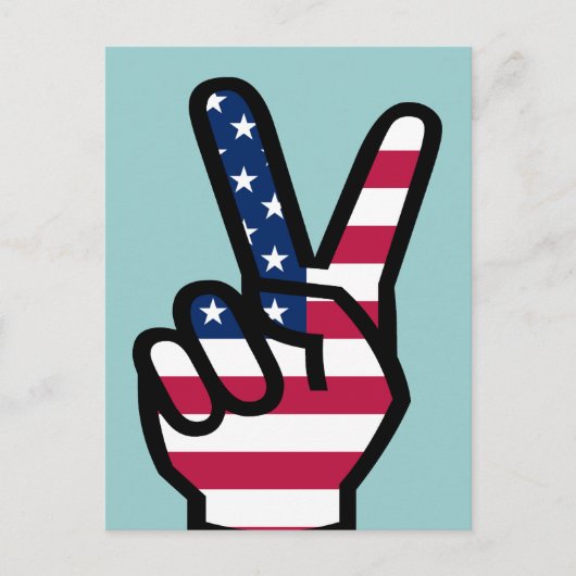 Sieg mit amerikanischer Flagge Postkarte (Vorderseite)