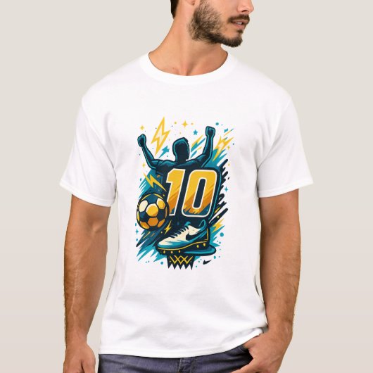 Sieg Nr. 10 Fußball-T-Shirt - Fett Blitz Sty T-Shirt (Vorderseite)