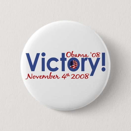 Sieg Obama gewinnt 2008 Button (Vorderseite)