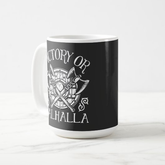 Sieg oder Valhalla - Schild und Ax Kaffeetasse (Vorderseite Links)