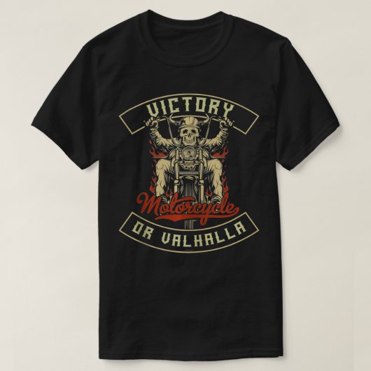 Sieg oder Walhalla Motorrad Nordisch Wikinger T-Shirt (Design vorne)