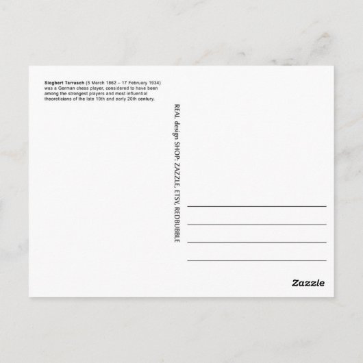 Siegbert Tarrasch Chess Player Postkarte (Rückseite)