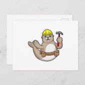 Siegel als Carpenter mit Hammer & Hat Postkarte (Vorne/Hinten)