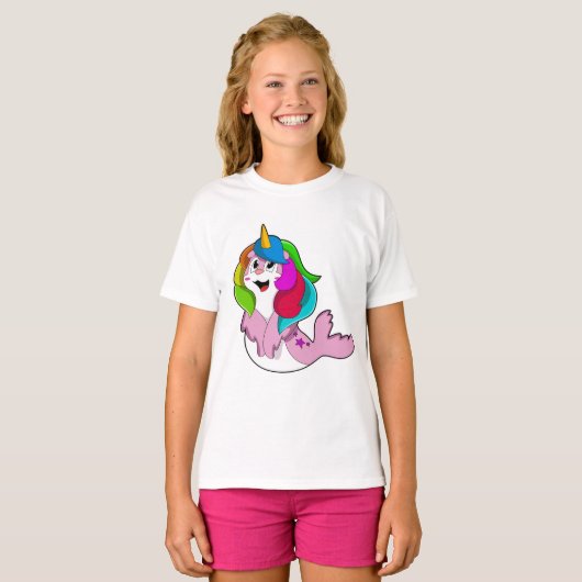 Siegel als Einhorn T-Shirt (Vorne ganz)