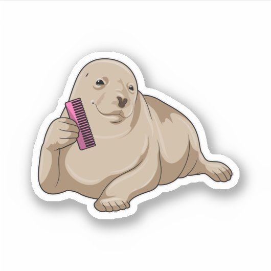 Siegel als Friseur mit Kamm Aufkleber (Vorderseite)