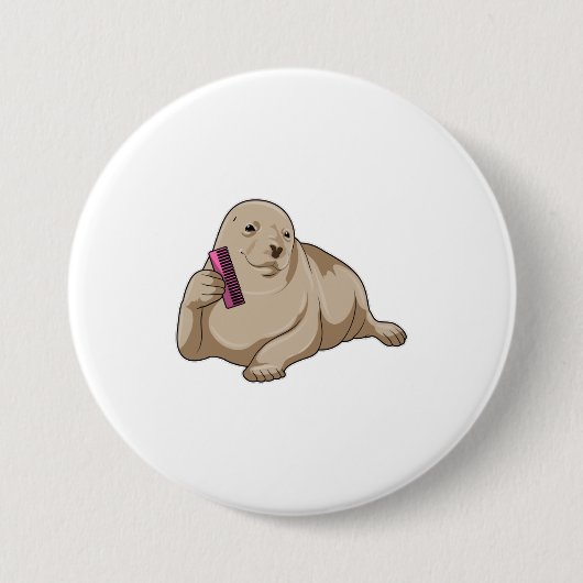 Siegel als Friseur mit Kamm Button (Vorderseite)