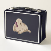 Siegel als Friseur mit Kamm Metall Brotdose (Rückseite)