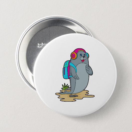 Siegel als Hiker mit Rucksack Button (Vorne & Hinten)