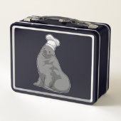 Siegel als Koch mit Koch Hut Metall Brotdose (Rückseite)