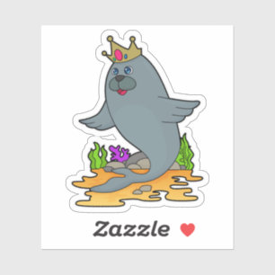 Siegel als König mit Krone Aufkleber