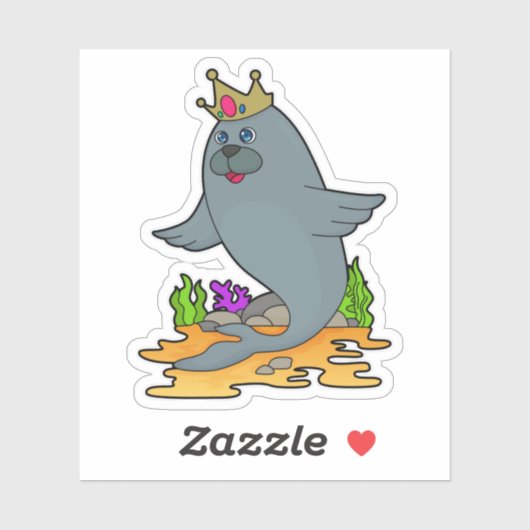 Siegel als König mit Krone Aufkleber (Blatt)