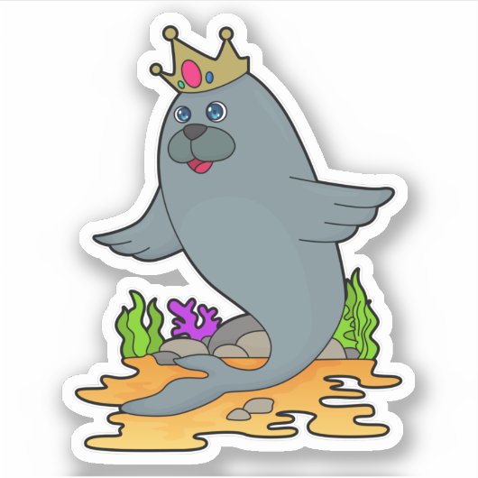 Siegel als König mit Krone Aufkleber (Vorderseite)