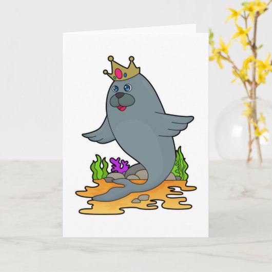 Siegel als König mit Krone Karte (Gelbe Blume)