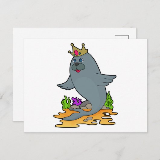 Siegel als König mit Krone Postkarte (Vorne/Hinten)