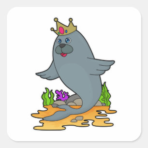 Siegel als König mit Krone Quadratischer Aufkleber