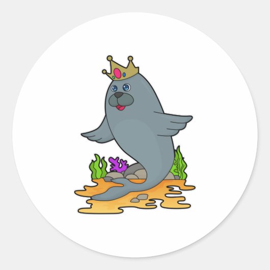 Siegel als König mit Krone Runder Aufkleber (Vorderseite)