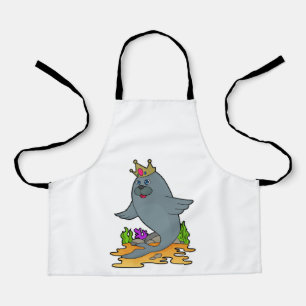 Siegel als König mit Krone Schürze