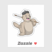 Siegel als Maler mit Pinsel Aufkleber (Blatt)