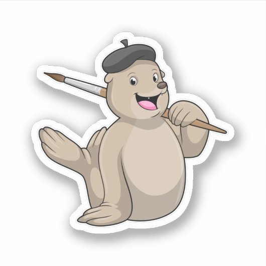 Siegel als Maler mit Pinsel Aufkleber (Vorderseite)