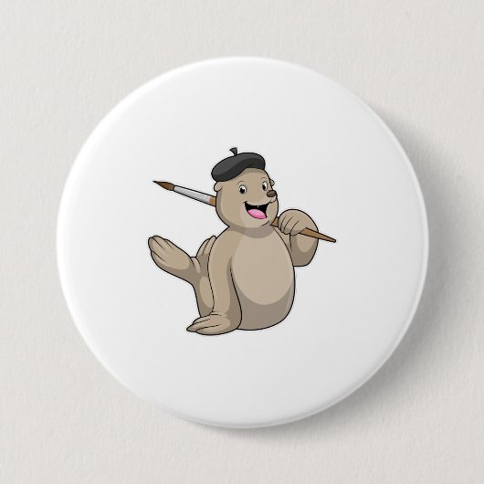 Siegel als Maler mit Pinsel Button (Vorderseite)