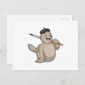 Siegel als Maler mit Pinsel Postkarte (Vorne/Hinten)