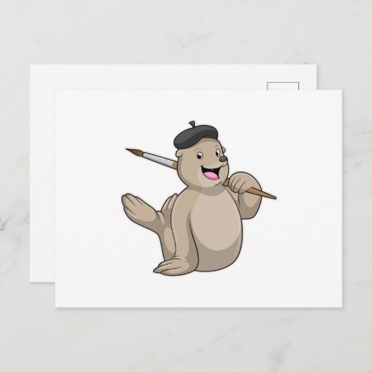 Siegel als Maler mit Pinsel Postkarte (Vorne/Hinten)