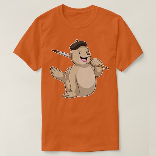 Siegel als Maler mit Pinsel T-Shirt (Design vorne)