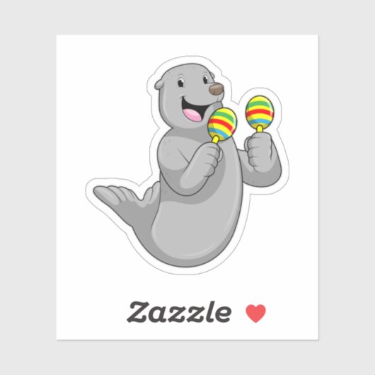 Siegel als Musiker mit Maracas Aufkleber (Blatt)